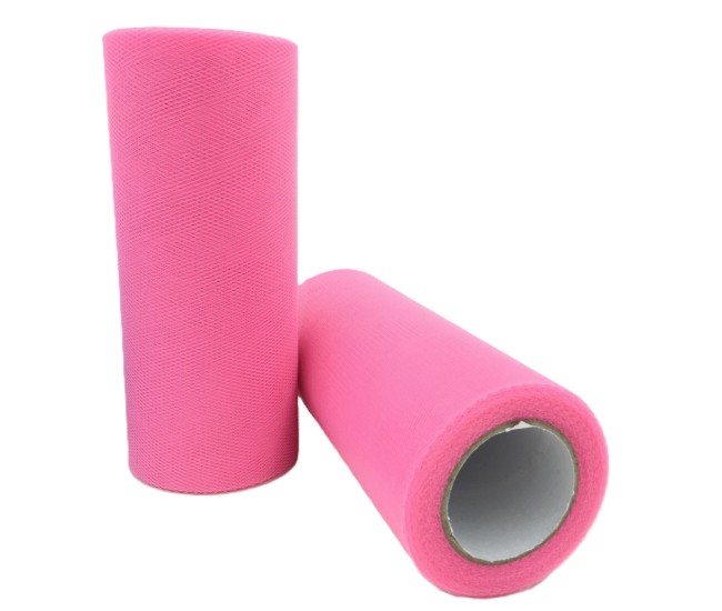 Tul Decorativ, Flippy, 15 cm Latime, 22 cm Lungime, din Poliester, Roz