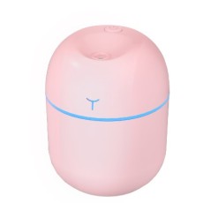 Mini Umidificator Portabil, Flippy, 2 Moduri, Aromaterapie, Silentios, Lumina Ambientala, Incarcare USB, 220 ml, 8 x 8 x 10.3 cm, Roz