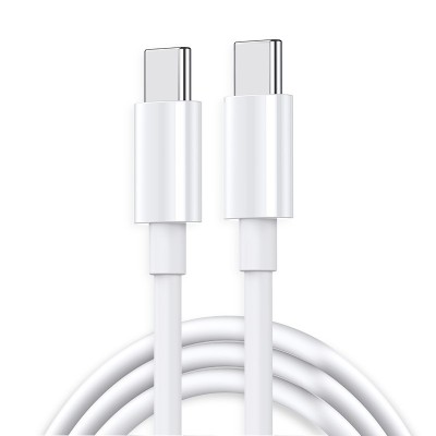Cablu de Date pentru Telefon, Flippy, Cablu TYPE-C to TYPE-C Universal, Compatibil cu iOS si Android, Power Delivery 65W 130 cupru, 1.5 M, Simplu, Alb