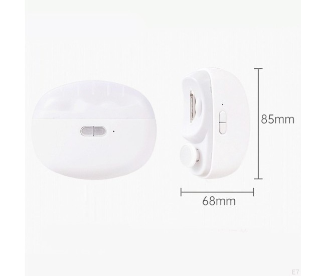 Unghiera Electrica 2 in 1, Flippy, Taiat si Slefuit, 2 Viteze, Lumina LED, Design Ergonomic, Compartiment Resturi, Portabila, Silentioasa 65 db, USB-C, Manichiura, Ideal Pentru Copii si Adulti, 8.5 x 6.8 x 3.3 cm, Alb