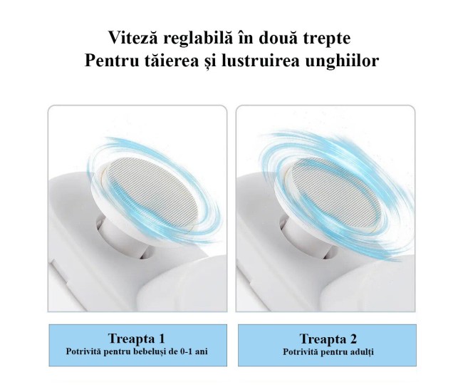 Unghiera Electrica 2 in 1, Flippy, Taiat si Slefuit, 2 Viteze, Lumina LED, Design Ergonomic, Compartiment Resturi, Portabila, Silentioasa 65 db, USB-C, Manichiura, Ideal Pentru Copii si Adulti, 8.5 x 6.8 x 3.3 cm, Violet