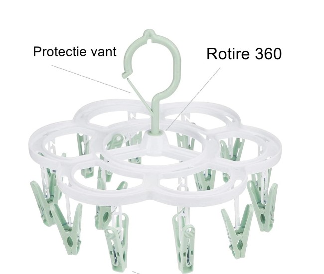 Uscator de Rufe Suspendat Flippy, cu 16 Carlige, Rotire 360 Grade, Mateiral Plastic, Usor de Depozitat, Multifunctional, 26 x 21 cm, Verde Uscator de Rufe Suspendat Flippy, cu 16 Carlige, Rotire 360 Grade, Mateiral Plastic, Usor de Depozitat, Multifunctional, 26 x 21 cm, Verde