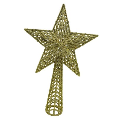 Varf decorativ de brad, Auriu, in forma de Stea, cu model decupat, din Plastic/Metal, 18 cm x 26 cm, Interior/Exterior, Flippy Varf decorativ de brad, Auriu, in forma de Stea, cu model decupat, din Plastic/Metal, 18 cm x 26 cm, Interior/Exterior, Flippy