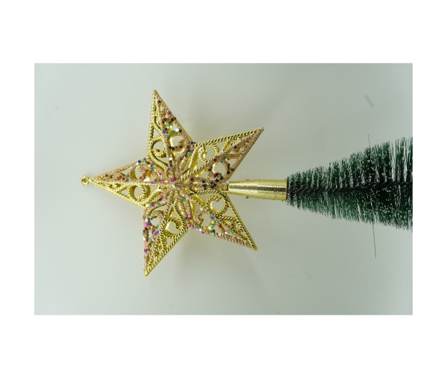 Varf decorativ de brad, Auriu/ Roz, in forma de Stea, design spiralat, din Plastic, 19 cm x 21 cm, Interior/Exterior, Flippy Varf decorativ de brad, Auriu/ Roz, in forma de Stea, design spiralat, din Plastic, 19 cm x 21 cm, Interior/Exterior, Flippy