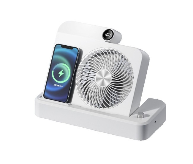 Ventilator 2in1, Flippy, Functie Incarcare Telefon Wireless, 100 Trepte de Viteza, 2400 mAh, 5V, 2A, 25 x 16.5 x 24 cm, Alb Ventilator 2in1, Flippy, Functie Incarcare Telefon Wireless, 100 Trepte de Viteza, 2400 mAh, 5V, 2A, 25 x 16.5 x 24 cm, Alb