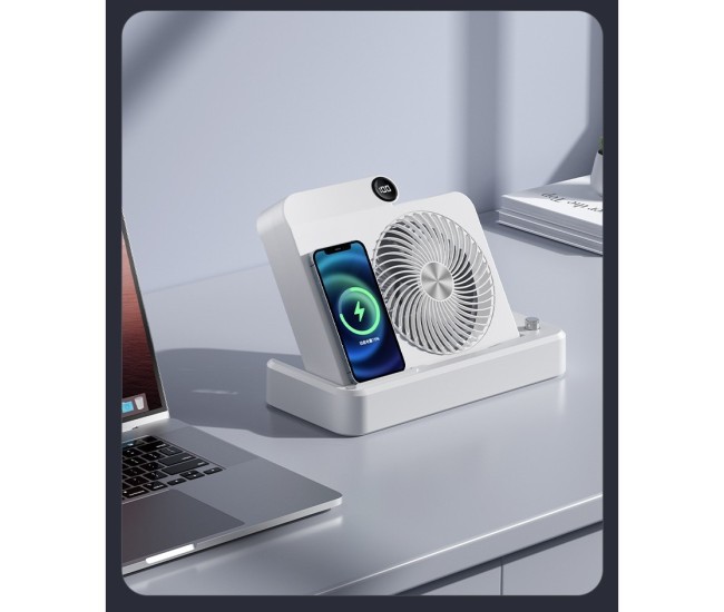 Ventilator 2in1, Flippy, Functie Incarcare Telefon Wireless, 100 Trepte de Viteza, 2400 mAh, 5V, 2A, 25 x 16.5 x 24 cm, Alb Ventilator 2in1, Flippy, Functie Incarcare Telefon Wireless, 100 Trepte de Viteza, 2400 mAh, 5V, 2A, 25 x 16.5 x 24 cm, Alb