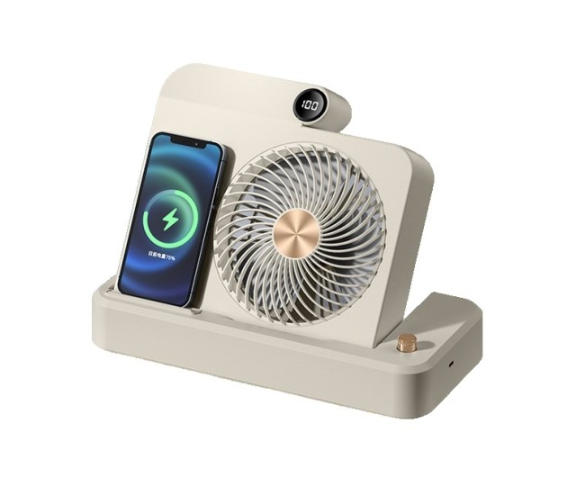 Ventilator 2in1, Flippy, Functie Incarcare Telefon Wireless, 100 Trepte de Viteza, 2400 mAh, 5V, 2A, 25 x 16.5 x 24 cm, Bej Ventilator 2in1, Flippy, Functie Incarcare Telefon Wireless, 100 Trepte de Viteza, 2400 mAh, 5V, 2A, 25 x 16.5 x 24 cm, Bej
