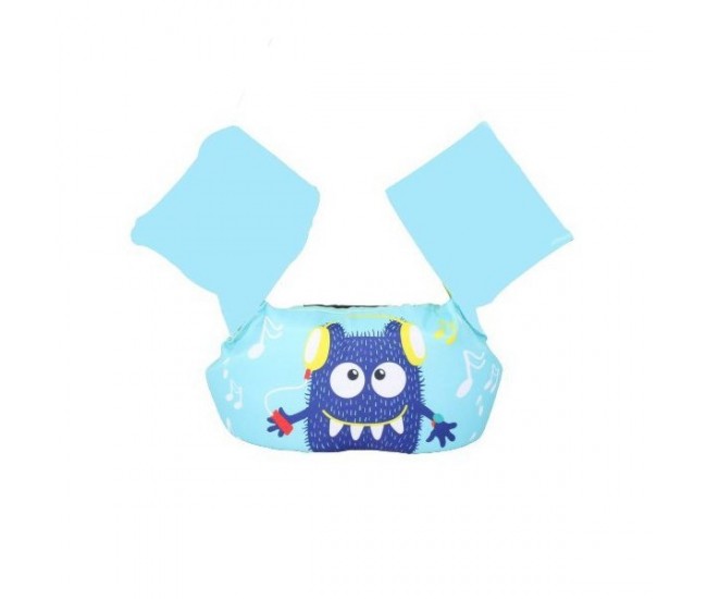 Vesta de salvare pentru copii cu aripioare de inot, Flippy, Albastru, Model monstru