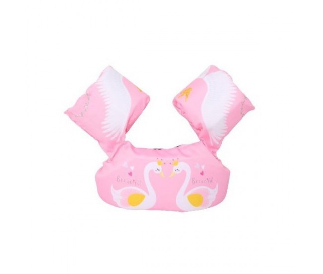 Vesta de salvare pentru copii cu aripioare de inot, Flippy, Roz, Model lebede Vesta de salvare pentru copii cu aripioare de inot, Flippy, Roz, Model lebede