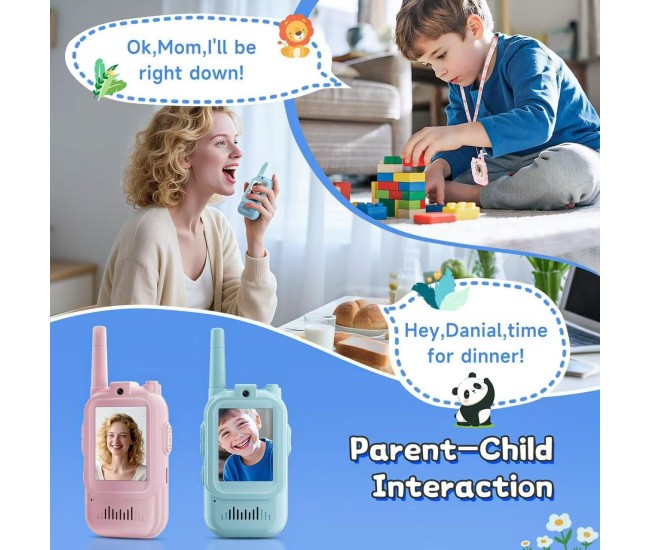 Set 2 Walkie-Talkie pentru Copii, Flippy, Roz si Albastru, Text in Engleza Set 2 Walkie-Talkie pentru Copii, Flippy, Roz si Albastru, Text in Engleza