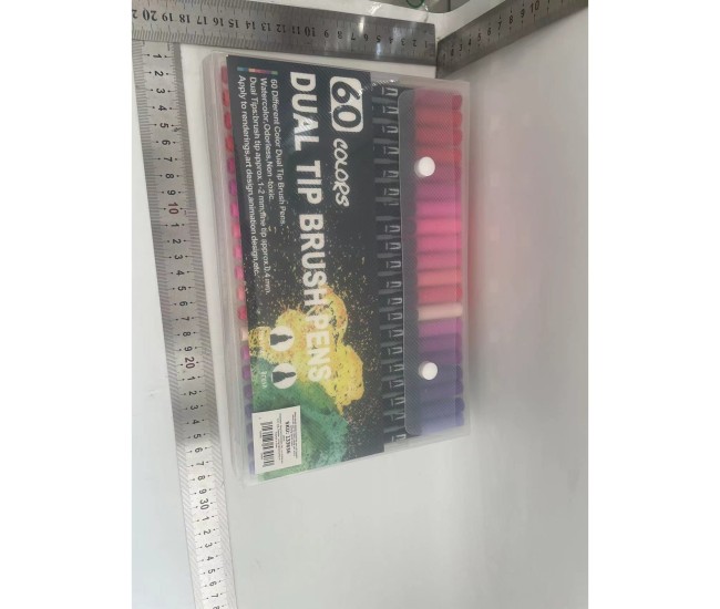 Set markere cu doua capete, penita moale, pentru pictura in acuarela, pe baza de apa, 72 culori, pentru desen anime, set 60 culori