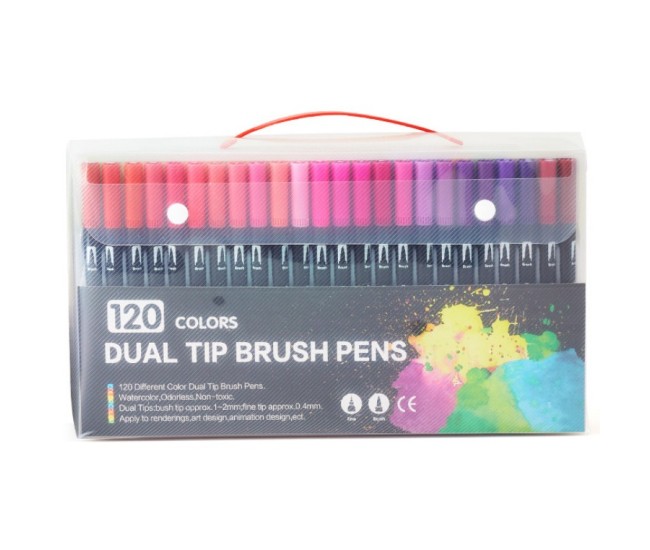 Set markere cu doua capete, penita moale, pentru pictura in acuarela, pe baza de apa, 72 culori, pentru desen anime, set 120 culori Set markere cu doua capete, penita moale, pentru pictura in acuarela, pe baza de apa, 72 culori, pentru desen anime, set 120 culori