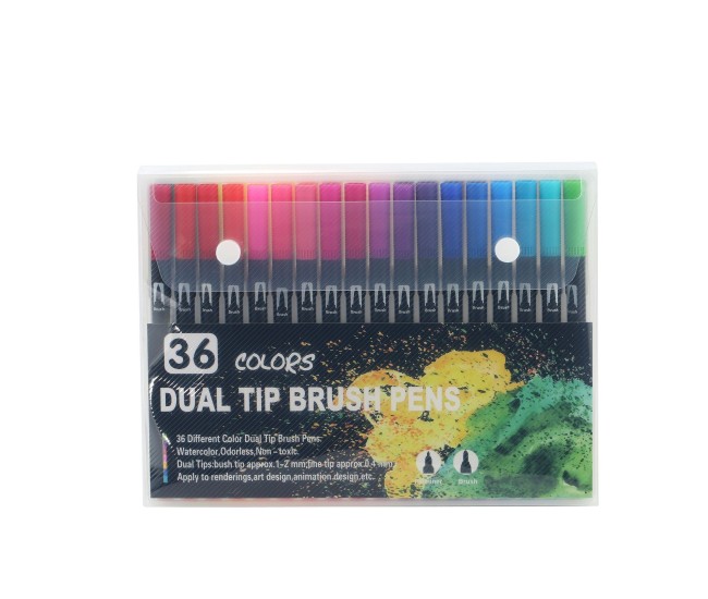 Set 36 Carioci, Flippy, pe Baza de Apa, 2 Tipuri de Varf, 1-2 mm, 0.4 mm, Corp Carioca Negru, din Plastic, Multicolor Set 36 Carioci, Flippy, pe Baza de Apa, 2 Tipuri de Varf, 1-2 mm, 0.4 mm, Corp Carioca Negru, din Plastic, Multicolor