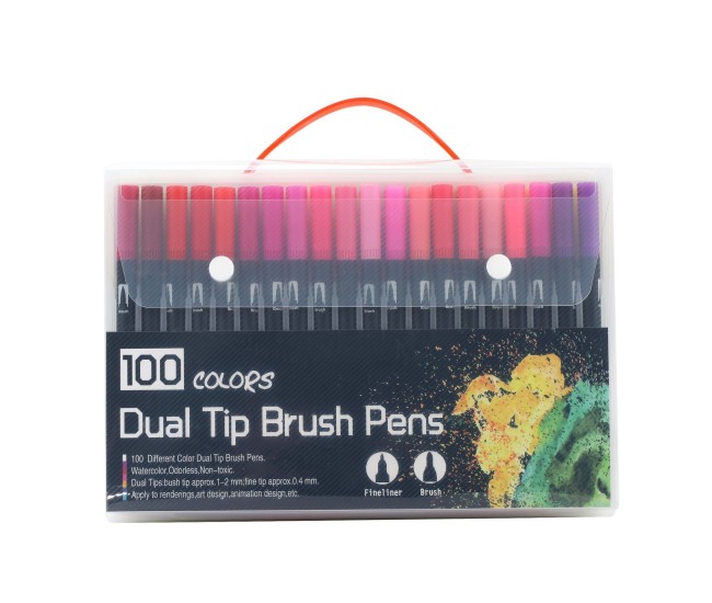 Set markere cu doua capete, penita moale, pentru pictura in acuarela, pe baza de apa, 72 culori, pentru desen anime, set 100 culori Set markere cu doua capete, penita moale, pentru pictura in acuarela, pe baza de apa, 72 culori, pentru desen anime, set 100 culori