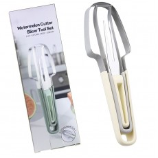 Accesoriu pentru Decojire Pepene, Legume si Fructe, Flippy, Multifunctional, cu 3 Parti, Otel Inoxidabil, Galben