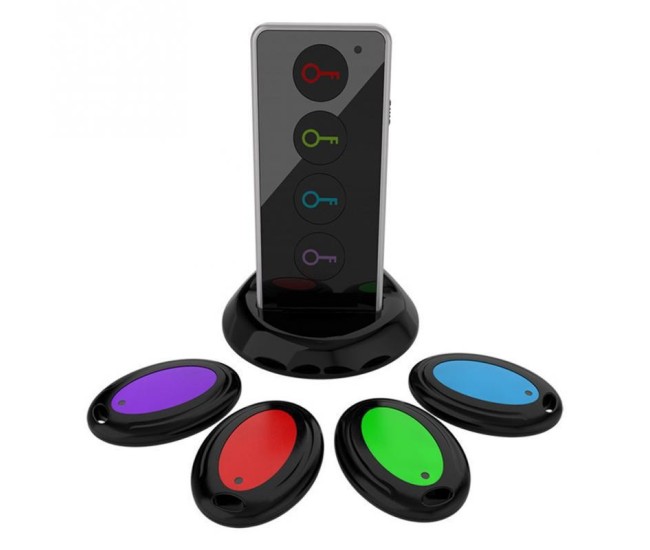 Dispozitiv Anti-Pierdere, Flippy, 4 Receptoare cu Telecomanda, 120 (dB), Emitator cu Lanterna, Multicolor Dispozitiv Anti-Pierdere, Flippy, 4 Receptoare cu Telecomanda, 120 (dB), Emitator cu Lanterna, Multicolor