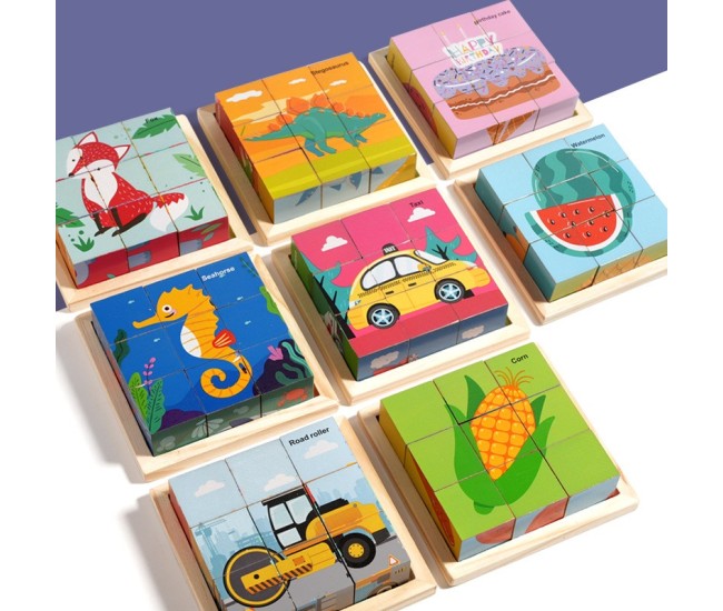 Puzzle din Lemn, Flippy, 9 Cuburi, 6 Fete, 4-6 Ani, 11 x 11 x 3.2 cm, Model Legume, Multicolor Puzzle din Lemn, Flippy, 9 Cuburi, 6 Fete, 4-6 Ani, 11 x 11 x 3.2 cm, Model Legume, Multicolor
