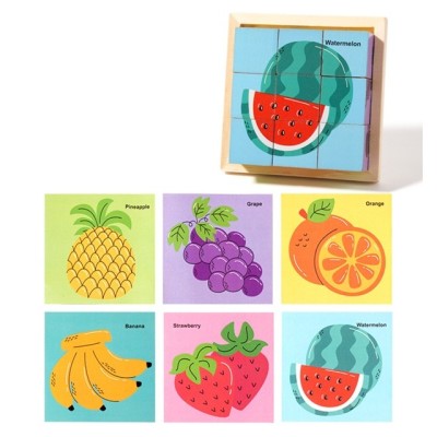 Puzzle din Lemn, Flippy, 9 Cuburi, 6 Fete, 4-6 Ani, 11 x 11 x 3.2 cm, Model Fructe, Multicolor Puzzle din Lemn, Flippy, 9 Cuburi, 6 Fete, 4-6 Ani, 11 x 11 x 3.2 cm, Model Fructe, Multicolor