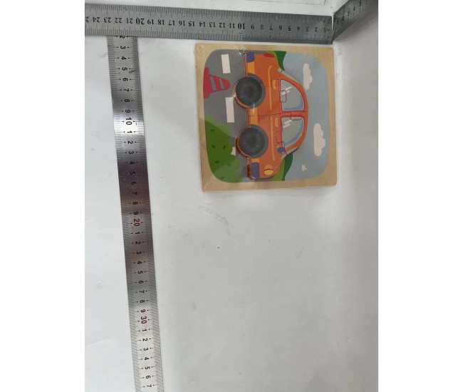 Puzzle Montessori din Lemn pentru Copii, Flippy, 3D, 0-3 Ani, Model Masina, Educativ, Intuitiv, Creativ, 5 Piese, 15x15x0.5 cm, Multicolor