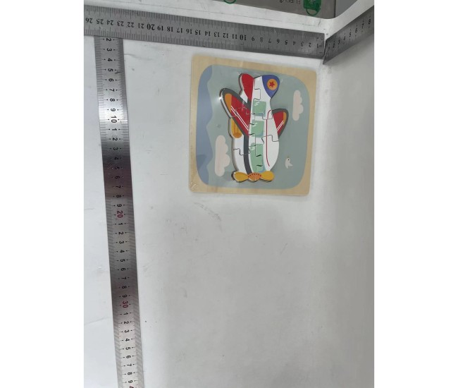 Puzzle Montessori din Lemn pentru Copii, Flippy, 3D, 0-3 Ani, Model Avion, Educativ, Intuitiv, Creativ, 6 Piese, 15x15x0.5 cm, Multicolor