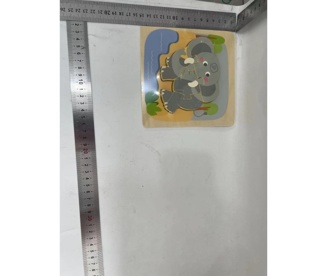 Puzzle Montessori din Lemn pentru Copii, Flippy, 3D, 0-3 Ani, Model Elefant, Educativ, Intuitiv, Creativ, 4 Piese, 15x15x0.5 cm, Multicolor