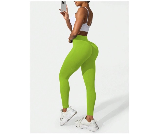 Pantaloni de Fitness/Yoga, Flippy, pentru Femei, Material Elastic, Spandex, Talie Inalta, Verde, Marime L