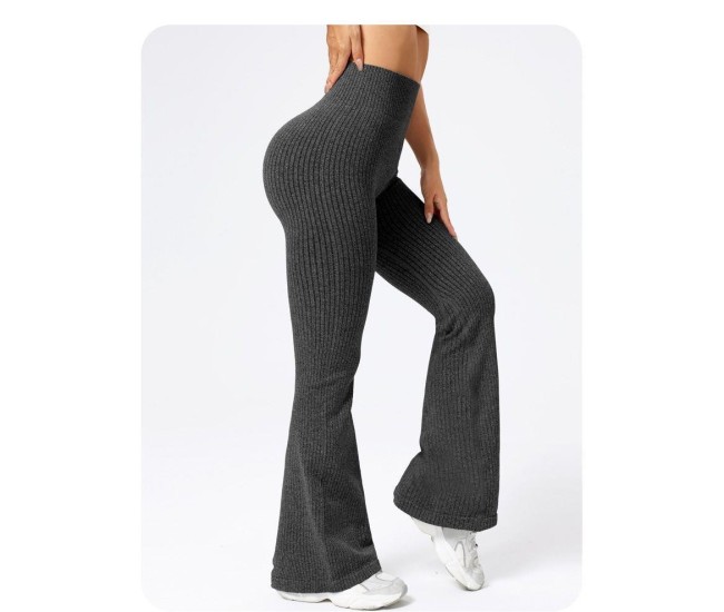 Pantaloni Sport de Dama, Flippy, pentru Yoga, Talie Inalta, Evazati, Tricotati, Negru, Marime L