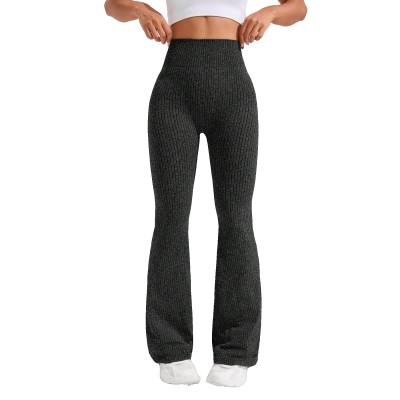 Pantaloni Sport de Dama, Flippy, pentru Yoga, Talie Inalta, Evazati, Tricotati, Negru, Marime M