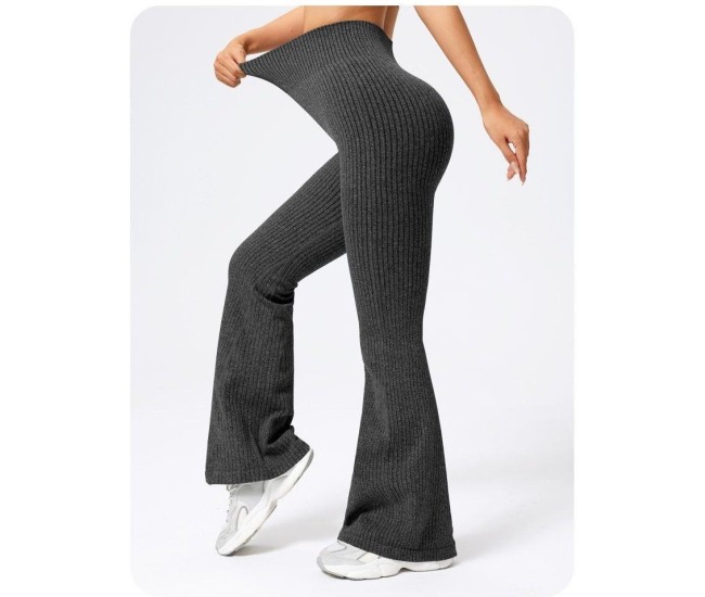 Pantaloni Sport de Dama, Flippy, pentru Yoga, Talie Inalta, Evazati, Tricotati, Negru, Marime XS Pantaloni Sport de Dama, Flippy, pentru Yoga, Talie Inalta, Evazati, Tricotati, Negru, Marime XS