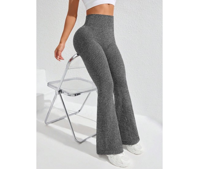 Pantaloni Sport de Dama, Flippy, pentru Yoga, Talie Inalta, Evazati, Tricotati, Gri Inchis, Marime XL Pantaloni Sport de Dama, Flippy, pentru Yoga, Talie Inalta, Evazati, Tricotati, Gri Inchis, Marime XL