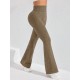 Pantaloni Sport de Dama, Flippy, pentru Yoga, Talie Inalta, Evazati, Tricotati, Khaki, Marime M