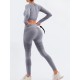 Costum Sport de Dama, Flippy, pentru Yoga, Talie Inalta, Top Scurt, Elastic, Gri, Marime M