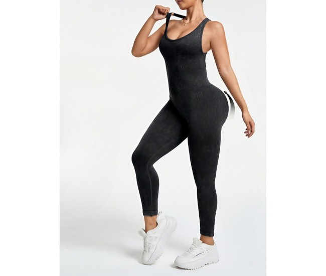 Costum Sport de Dama, Flippy, One Piece, pentru Yoga, Elastic, Fara Cusaturi, Negru, Marime S