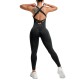 Costum Sport de Dama, Flippy, One Piece, pentru Yoga, Elastic, Fara Cusaturi, Negru, Marime S