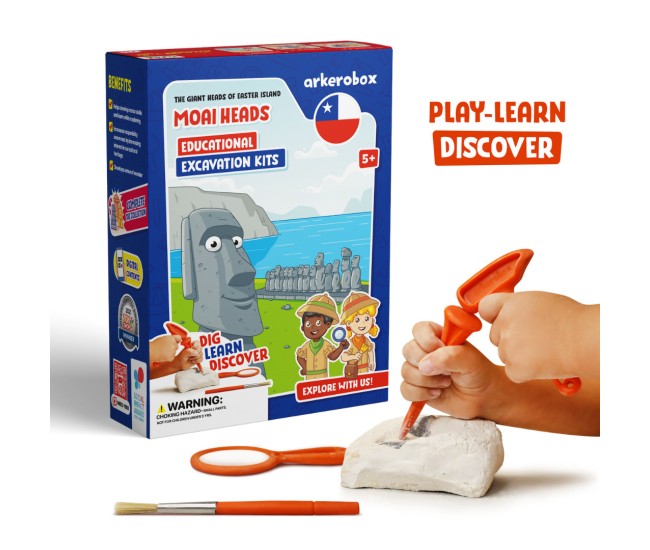 Arkerobox - set arheologic educational si puzzle 3d, moai heads Arkerobox - set arheologic educational si puzzle 3d, moai heads