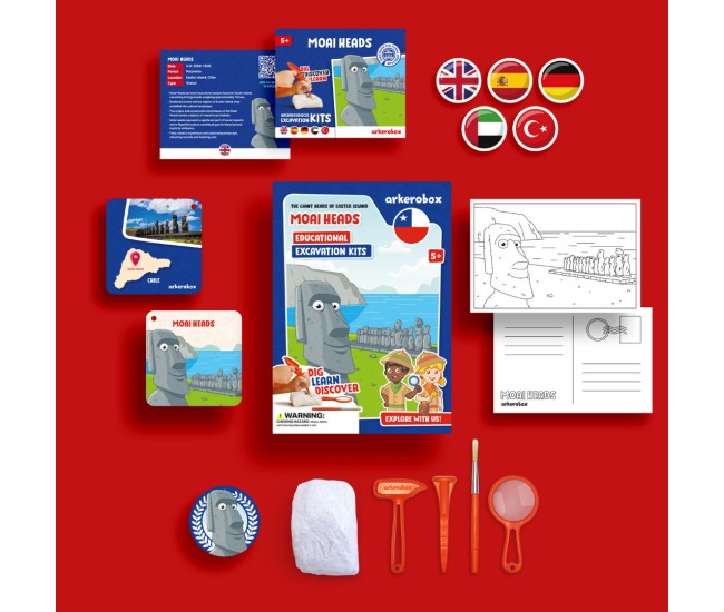 Arkerobox - set arheologic educational si puzzle 3d, moai heads Arkerobox - set arheologic educational si puzzle 3d, moai heads