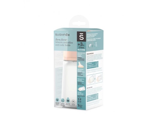 Biberon cu debit mediu zero zero 270 ml suavinex Biberon cu debit mediu zero zero 270 ml suavinex