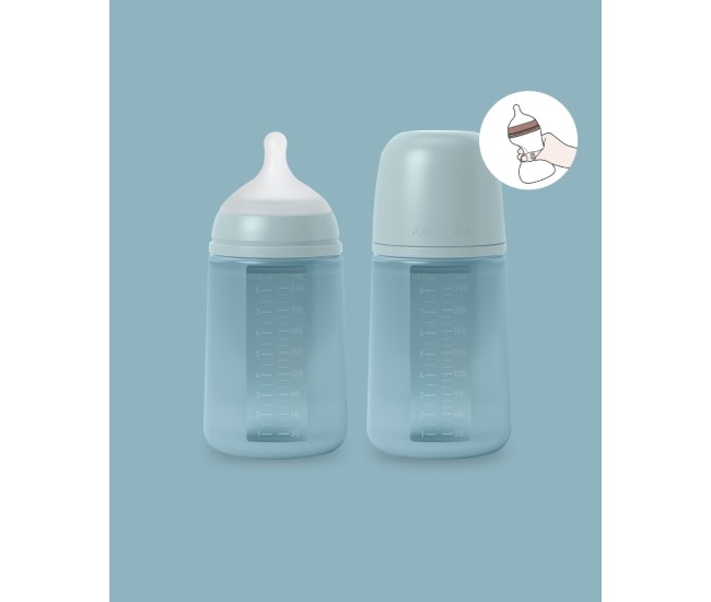 Biberon din silicon, 240ml, colour essence sx pro debit mediu, albastru Biberon din silicon, 240ml, colour essence sx pro debit mediu, albastru