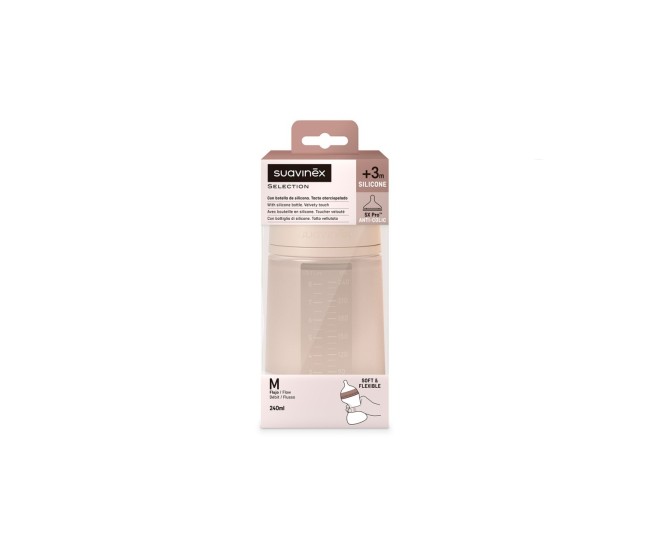 Biberon din silicon, 240ml, colour essence sx pro debit mediu, nude Biberon din silicon, 240ml, colour essence sx pro debit mediu, nude