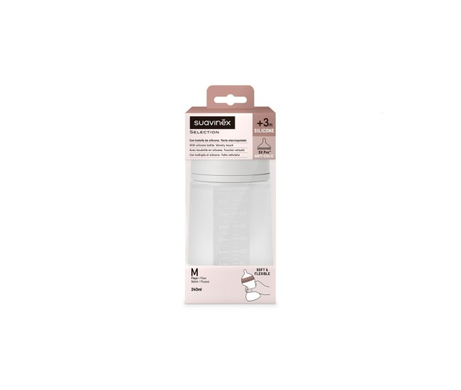 Biberon din silicon, 240ml, colour essence sx pro debit mediu, transparent Biberon din silicon, 240ml, colour essence sx pro debit mediu, transparent