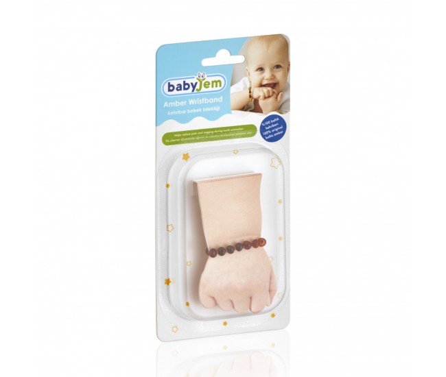 Bratara din chihlimbar pentru bebelusi babyjem (culoare: rosu)