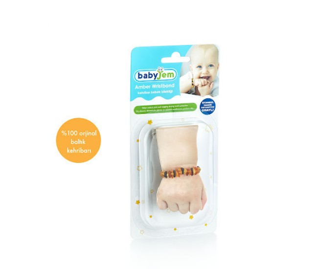 Bratara din chihlimbar pentru bebelusi babyjem (culoare: rosu)