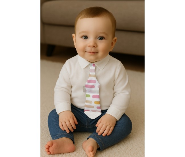 Cravata bebelusi cu accesoriu de dentitie babyjem, roz Cravata bebelusi cu accesoriu de dentitie babyjem, roz