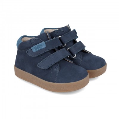 Ghete copii, piele naturala, bleumarin, garvalin (marime: 22)