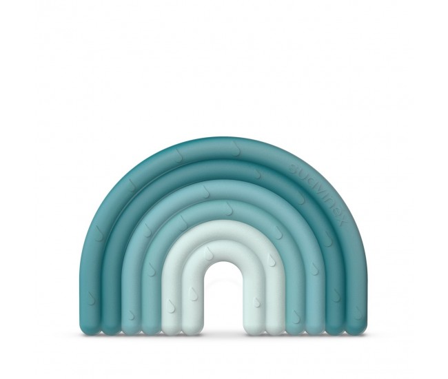 Inel de dentiție din silicon curcubeu, albastru, suavinex Inel de dentiție din silicon curcubeu, albastru, suavinex