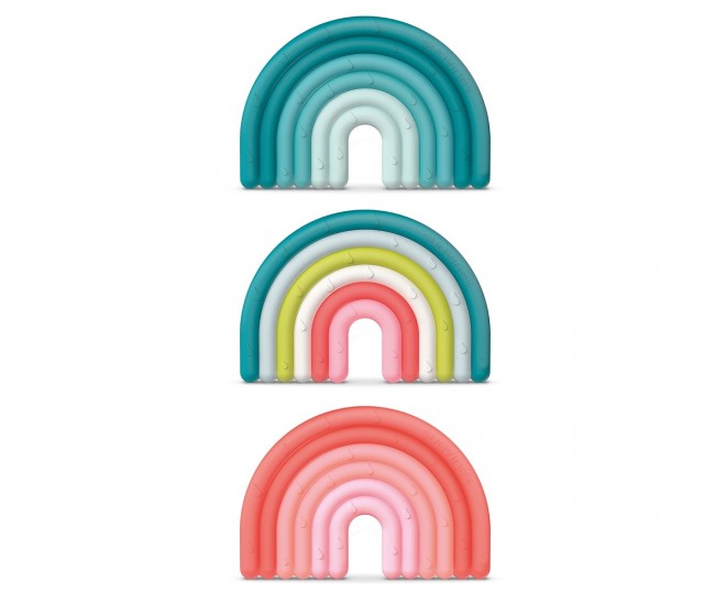 Inel de dentiție din silicon curcubeu, multicolor, suavinex Inel de dentiție din silicon curcubeu, multicolor, suavinex