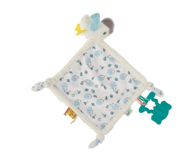 Jucarie dentitie cu paturica pathwork bird, babyjem, alb Jucarie dentitie cu paturica pathwork bird, babyjem, alb