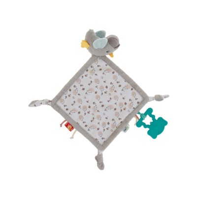 Jucarie dentitie cu paturica pathwork bird, babyjem, gri