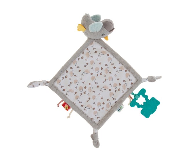 Jucarie dentitie cu paturica pathwork bird, babyjem, gri Jucarie dentitie cu paturica pathwork bird, babyjem, gri