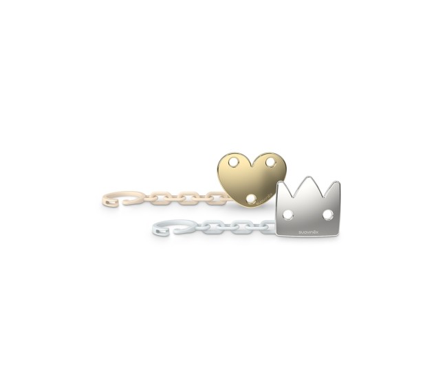 Lănțișor suzetă cu clips, coroana, spread joy, suavinex Lănțișor suzetă cu clips, coroana, spread joy, suavinex